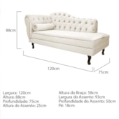 Divã Recamier Juliana Lado Direito 120cm Corano Bege - Amarena Móveis