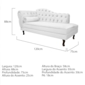 Divã Recamier Juliana Lado Direito 120cm Corano Branco - Amarena Móveis