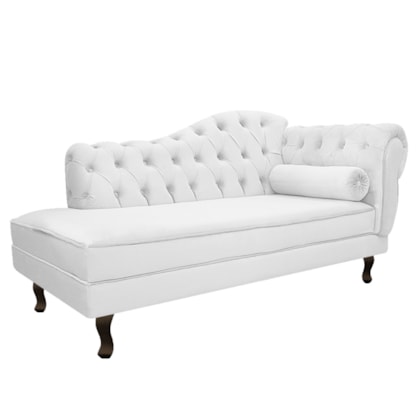 Divã Recamier Juliana Lado Esquerdo 120 cm Corano  Branco - Amarena Móveis