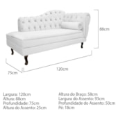 Divã Recamier Juliana Lado Esquerdo 120 cm Corano  Branco - Amarena Móveis