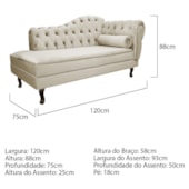 Divã Recamier Juliana Lado Esquerdo 120 cm Linho Bege - Amarena Móveis