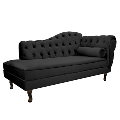 Divã Recamier Juliana Lado Esquerdo 120 cm Linho Preto - Amarena Móveis