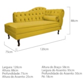Divã Recamier Juliana Lado Esquerdo 120cm Suede Amarelo - Amarena Móveis
