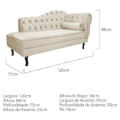 Divã Recamier Juliana Lado Esquerdo 120cm Suede Bege - Amarena Móveis