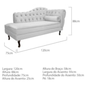 Divã Recamier Juliana Lado Esquerdo 120cm Suede Branco - Amarena Móveis
