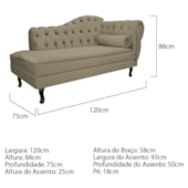 Divã Recamier Juliana Lado Esquerdo 120cm Suede Cappuccino - Amarena Móveis