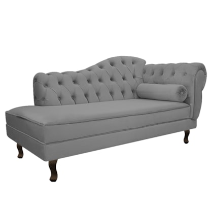 Divã Recamier Juliana Lado Esquerdo 120cm Suede Cinza - Amarena Móveis