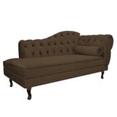 Divã Recamier Juliana Lado Esquerdo 120cm Suede Marrom - Amarena Móveis