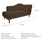 Divã Recamier Juliana Lado Esquerdo 120cm Suede Marrom - Amarena Móveis