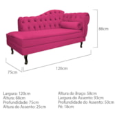 Divã Recamier Juliana Lado Esquerdo 120cm Suede Pink - Amarena Móveis
