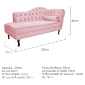 Divã Recamier Juliana Lado Esquerdo 120cm Suede Rosa Bebe - Amarena Móveis