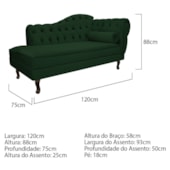 Divã Recamier Juliana Lado Esquerdo 120cm Suede Verde - Amarena Móveis