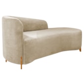 Divã Recamier Orgânico França 140cm Lado Dir Pés De Madeira Bouclé Bege