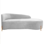 Divã Recamier Orgânico França 140cm Lado Dir Pés De Madeira Bouclé Branco