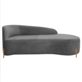 Divã Recamier Orgânico França 140cm Lado Dir Pés De Madeira Bouclé Cinza