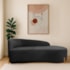 Divã Recamier Orgânico França 140cm Lado Dir Pés De Madeira Bouclé preto