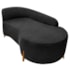 Divã Recamier Orgânico França 140cm Lado Dir Pés De Madeira Bouclé preto