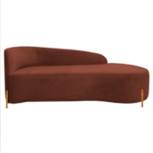 Divã Recamier Orgânico França 140cm Lado Dir Pés De Madeira Bouclé Terracota