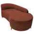 Divã Recamier Orgânico França 140cm Lado Dir Pés De Madeira Bouclé Terracota
