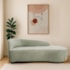 Divã Recamier Orgânico França 140cm Lado Dir Pés De Madeira Bouclé Verde Oliva