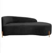 Divã Recamier Orgânico França 140cm Lado Dir Pés madeira Linho Preto