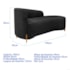 Divã Recamier Orgânico França 140cm Lado Dir Pés madeira Linho Preto