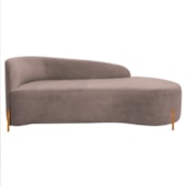 Divã Recamier Orgânico França 140cm Lado Dir Pés madeira Linho Rose