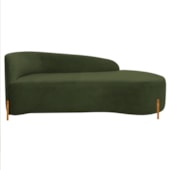 Divã Recamier Orgânico França 140cm Lado Dir Pés madeira Linho Verde