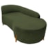 Divã Recamier Orgânico França 140cm Lado Dir Pés madeira Linho Verde