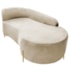 Divã Recamier Orgânico França 140cm Lado Dir Pés metal Dourado Bouclé Bege