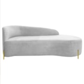 Divã Recamier Orgânico França 140cm Lado Dir Pés metal Dourado Bouclé Branco
