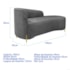 Divã Recamier Orgânico França 140cm Lado Dir Pés metal Dourado Bouclé Cinza
