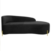 Divã Recamier Orgânico França 140cm Lado Dir Pés metal Dourado Bouclé Preto