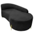 Divã Recamier Orgânico França 140cm Lado Dir Pés metal Dourado Bouclé Preto