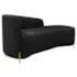 Divã Recamier Orgânico França 140cm Lado Dir Pés metal Dourado Bouclé Preto