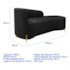 Divã Recamier Orgânico França 140cm Lado Dir Pés metal Dourado Bouclé Preto