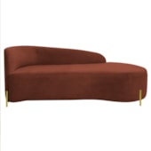 Divã Recamier Orgânico França 140cm Lado Dir Pés metal Dourado Bouclé Terracota