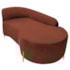 Divã Recamier Orgânico França 140cm Lado Dir Pés metal Dourado Bouclé Terracota