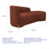 Divã Recamier Orgânico França 140cm Lado Dir Pés metal Dourado Bouclé Terracota