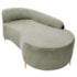 Divã Recamier Orgânico França 140cm Lado Dir Pés metal Dourado Bouclé Verde Oliva