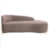 Divã Recamier Orgânico França 140cm Lado Dir Pés Metal Dourado Linho Rose