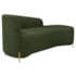 Divã Recamier Orgânico França 140cm Lado Dir Pés Metal Dourado Linho Verde