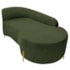 Divã Recamier Orgânico França 140cm Lado Dir Pés Metal Dourado Linho Verde