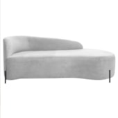 Divã Recamier Orgânico França 140cm Lado Dir Pés metal Preto Bouclé Branco
