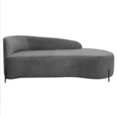 Divã Recamier Orgânico França 140cm Lado Dir Pés metal Preto Bouclé Cinza