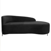 Divã Recamier Orgânico França 140cm Lado Dir Pés metal Preto Bouclé Preto