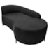 Divã Recamier Orgânico França 140cm Lado Dir Pés metal Preto Bouclé Preto