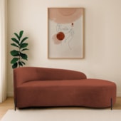 Divã Recamier Orgânico França 140cm Lado Dir Pés metal Preto Bouclé Terracota