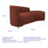 Divã Recamier Orgânico França 140cm Lado Dir Pés metal Preto Bouclé Terracota