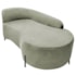 Divã Recamier Orgânico França 140cm Lado Dir Pés metal Preto Bouclé Verde Oliva